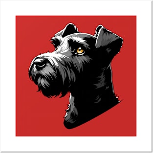 Stunning and Cool Irish Terrier Monochrome and Gold Portrait for Father's Day Posters and Art